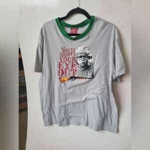 Christmas Story Ralphie You'll shoot your eye out Grey Sleepwear Tee Sz XL